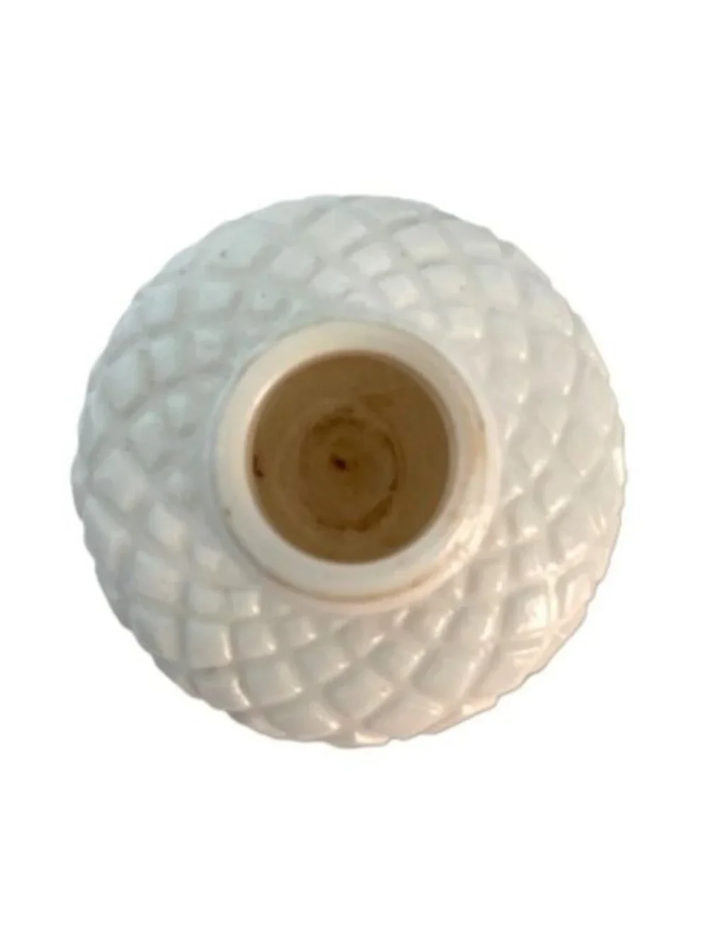 Vintage Mini Milk Glass Oil Lamp Diamond Pattern Base Ruffled Chimney 9.75